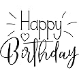 Decal Stickers of Happy Birthday (Black) (Set of 2) Premium Waterproof Vinyl Decal Stickers for Laptop Phone Accessory Helmet Car Window Mug Tuber Cup Door Wall Decoration - ANDsticd46745BL