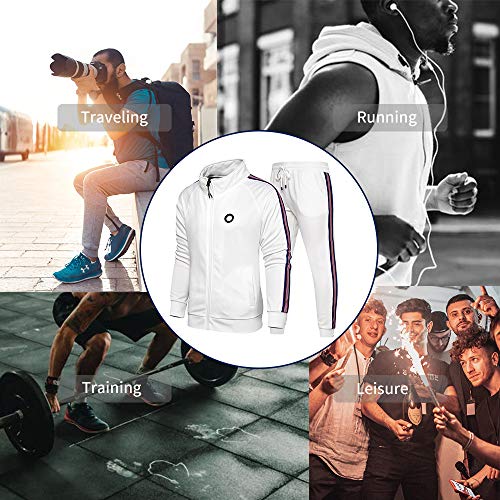 Men's Tracksuit Sets Full Zip Activewear Jogging Sweatsuits 2 Piece Outfits 50White-M - Thumbnail 6