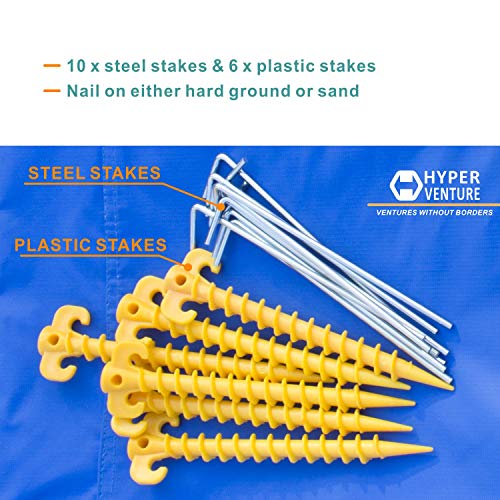 HYPER VENTURE Beach Ground Sheet and UV-Proof Tarp for Camping Hiking Picnic Rain Sun Shelter(102L x 76W x 59H inch, Blue) - Thumbnail 5