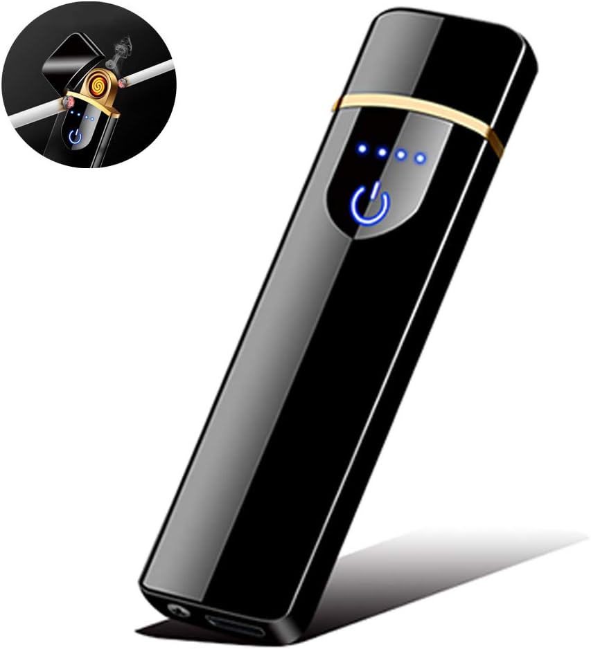 HopingFire USB Lighter Most Popular Heating Coil Electronic Rechargeable Lighter, Favorite Windproof Flamess Mini Portable Lighter (Black)