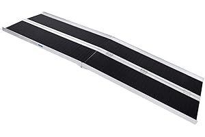 Mefeir 8FT Wheelchair Ramp Threshold Portable Ramps for Home Steps, Doorway Stairs Aluminum Handicap Metal House Mobile Porch Temporary Multifold Disable No-Slip Scooter Ramps