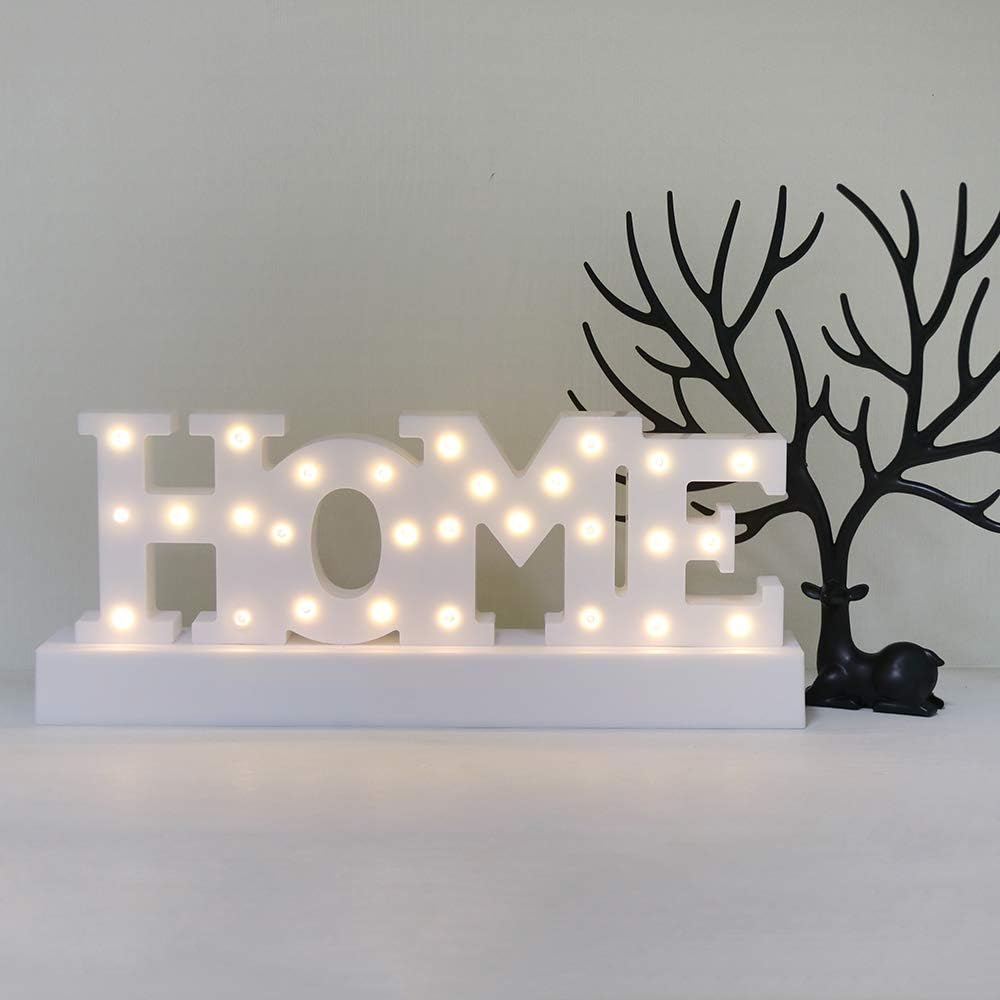 GUOCHENG Home Word Sign Light up Home Sign Ornament Batteries Operated Letter Night Lamps, Wedding Christmas Birthday Gifts