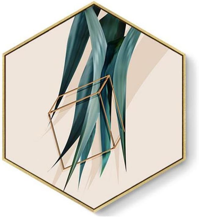 MINRAN DECOR Hexagon, Nordic, green plants Art Print Poster Canvas Painting Wall Pictures Home Decor - PS71222, 10, 35 * 40cm