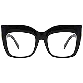 FEISEDY Women's Square Oversized Blue Light Filtering Reading Glasses B2627