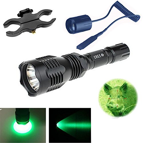 WINDFIRE WF802 Waterproof 350 Lumens 250 Yards Green Cree LED Coyote Hog Fox Predator Varmint Hunting Light Kit with Remote Pressure Switch & Scope/Bike Mount Holder & Spare 18650 Battery and Charger - Thumbnail 4