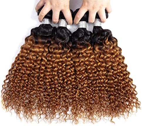Ombre Brazilian Hair Curly 3 Bundles Wet and Wavy Brazilian Ombre Deep Weave Hair Extensions Two Tone Curly Weave Hair Bundles T1B/30