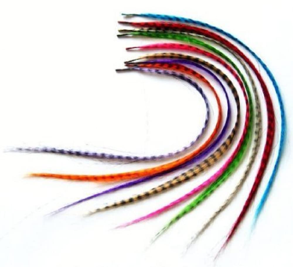 Boolavard Clip In Extensions - 18 Pieces - 16 Inches - Grizzly Feather Extensions with Beads