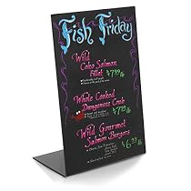 Modern Black Acrylic Tabletop Wet Erase Liquid Chalk Board / Menu Display Write-On Board / Wedding Sign
