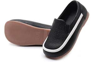 SOFMUO Toddler Boys Girls Loafers Slip On Little Kids Oxford Dress Flats Casual Boat Shoes School Uniform Moccasin Daily Walking Shoes