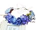 Vivivalue Handmade Rose Flower Headband Hair Wreath Halo Floral Garland Crown Headpiece with Ribbon Boho Festival Wedding Party Blue