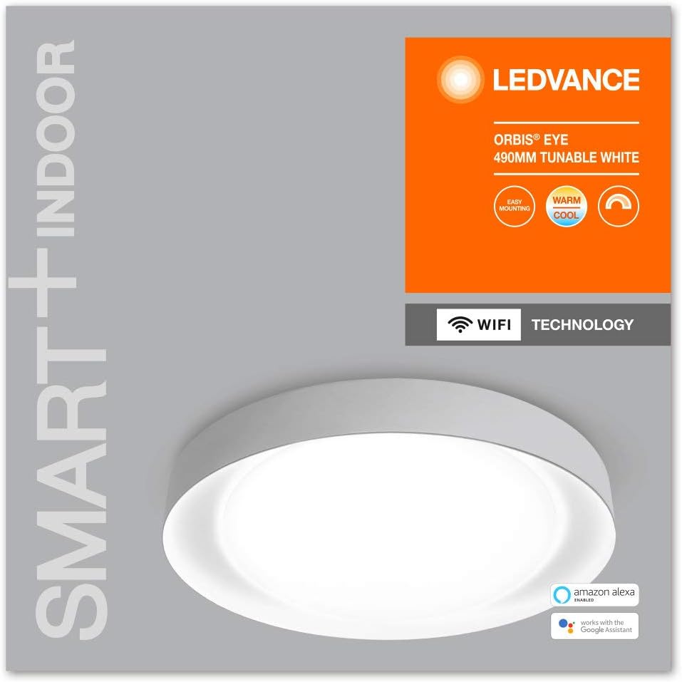 LEDVANCE Smart LEDWall and Ceiling Luminaire for Indoor Use with WiFi Technology Tunable White (3000K-6500K), Gray, 490 mm - Image 3