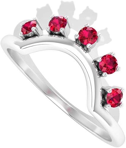 Amazon ヴィンテージ 0 25 Ct ラウンド Sgl 認定ルビークラウンリングレッド 7月誕生石ゴールド湾曲ティアラブライダルリングミニマル重ね付け可能アニバーサリープロミスリングセット 14k ホワイトゴールド Size 12 ジュエリー 通販