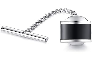 HONEY BEAR Tie Tack with Chain - Stainless Steel for Men Necktie Accessory Business Wedding Gift