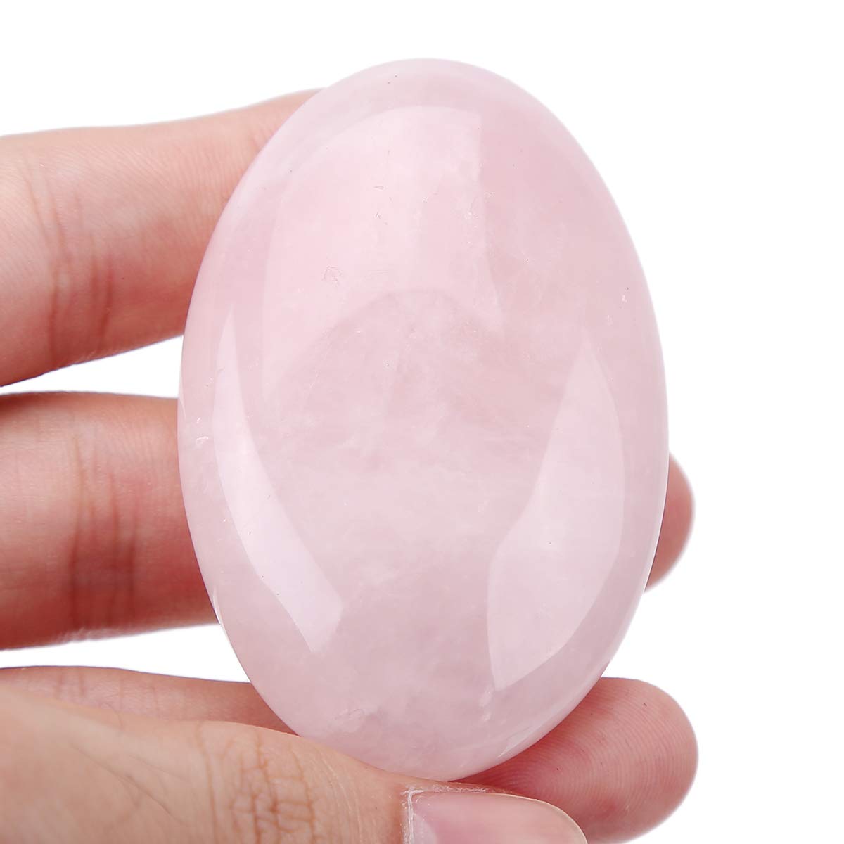 Lovionus89 Rose Quartz 60mm Crystal Palm Stone - Polished Semi-Precious Worry Stone for Anxiety Relief, Meditation, Stress, Healing Crystals โ image 1