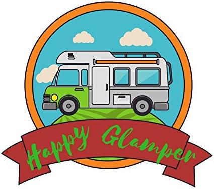 HAPPY GLAMPER Glamping Vintage Camper Vinyl Sticker Waterproof PVC DECAL RV CAMPING Window Decor