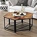 VASAGLE Industrial Coffee Table, Hexagonal Wooden Table, Stable Metal Frame and Mesh Shelf, Rustic Brown