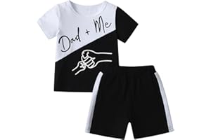Toddler Baby Boys Summer Clothes Infant Short Sleeve Dad+ Me Print Sweatshirts Tops Shorts 2PCS Outfits Set