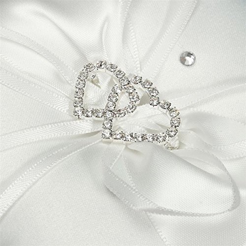 Hosaire Ring Bearer Pillow 4 X 4 Inches Bow Rhinestone Double