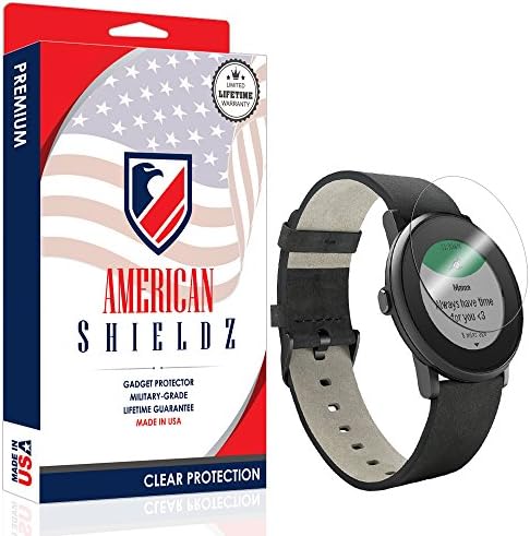 (6-PACK) Pebble Time Round Screen Protector by American Shieldz Full Coverage Screen Edge-to-Edge, Invisible Clear HD Shield Anti-Bubble, Lifetime Replacements