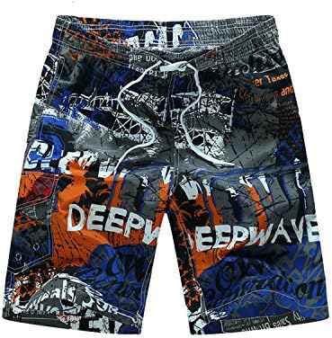Men's Casual Printed Beach Board Shorts Hawaiian Quick Dry Swim Trunks with Mesh Lining