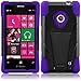 For Nokia Lumia 521 T-Stand Impact Kickstand Hybrid Double Layer Fusion Cover Case Black/Dark Purple