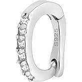 Pndeyo 925 Sterling Silver Oval Pendant Clasp, Hypoallergenic Jewelry Connector Fastener, Lobster Spring Clasp with Rhinestone for Keychains Purse Strap Necklace Bracelet Jewelry Making