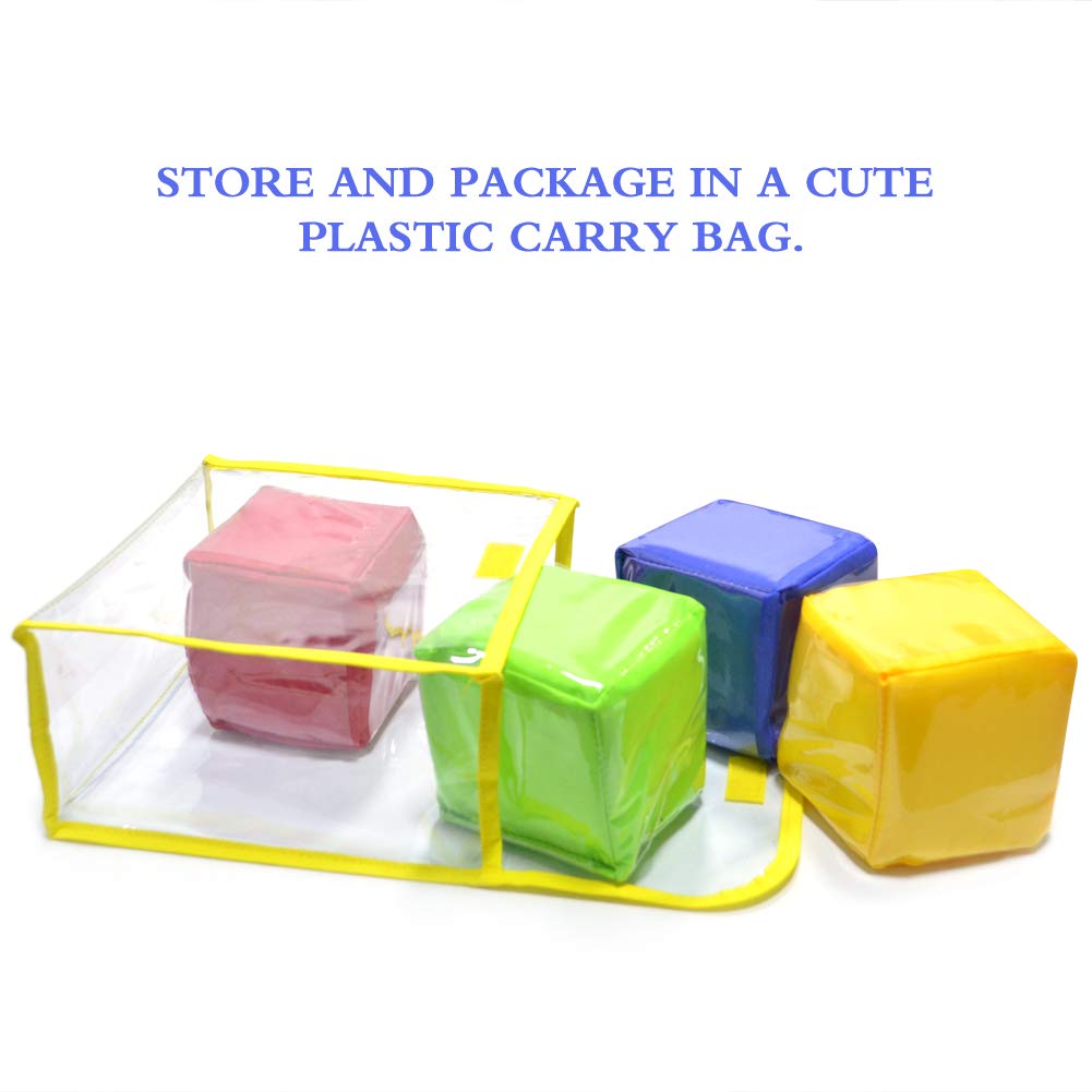 Eamay Playing Game Dice Soft Foam Cubes, Set of 4 Learn Pocket Cubes, Ages 5 Months and Up.