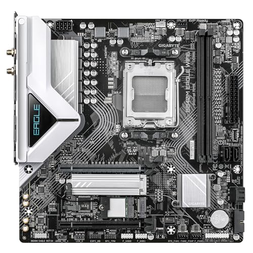 GIGABYTE Placa-mãe B840M Eagle WIFI6 - processadores AMD Ryzen 9000, 5+2+2 VRM, até 7600MHz DDR5 (O.C.), 1 x M.2 PCIe 4.0 + 1 x M.2 PCIe 3.0, Wi-Fi 6, LAN 2,5 GbE, USB 3.2 Gen 1