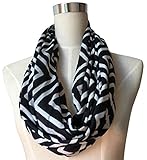 Womens Black Infinity Scarf, Geometric Pattern Scarf, Zipper Scarf, Fashion Scarf, Infinity Scarves