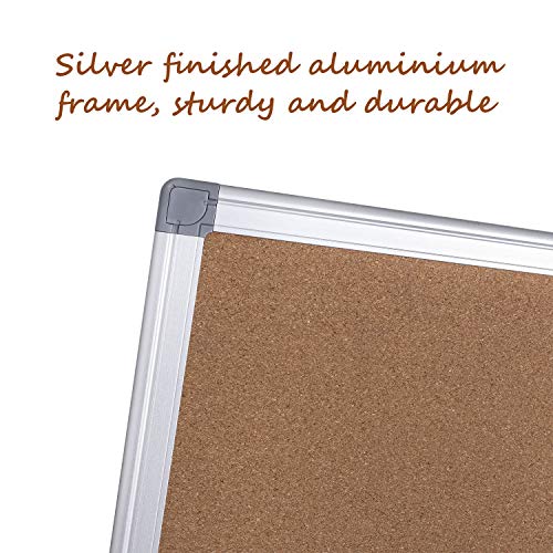 Cork Bulletin Board, 24 x 36 Aluminum Framed Notice Board Wall Mounted with Pins for Home, Office and School