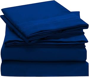 Mellanni Bed Sheet Set - Brushed Microfiber 1800 Bedding - Wrinkle, Fade, Stain Resistant - 4 Piece (King, Imperial Blue)