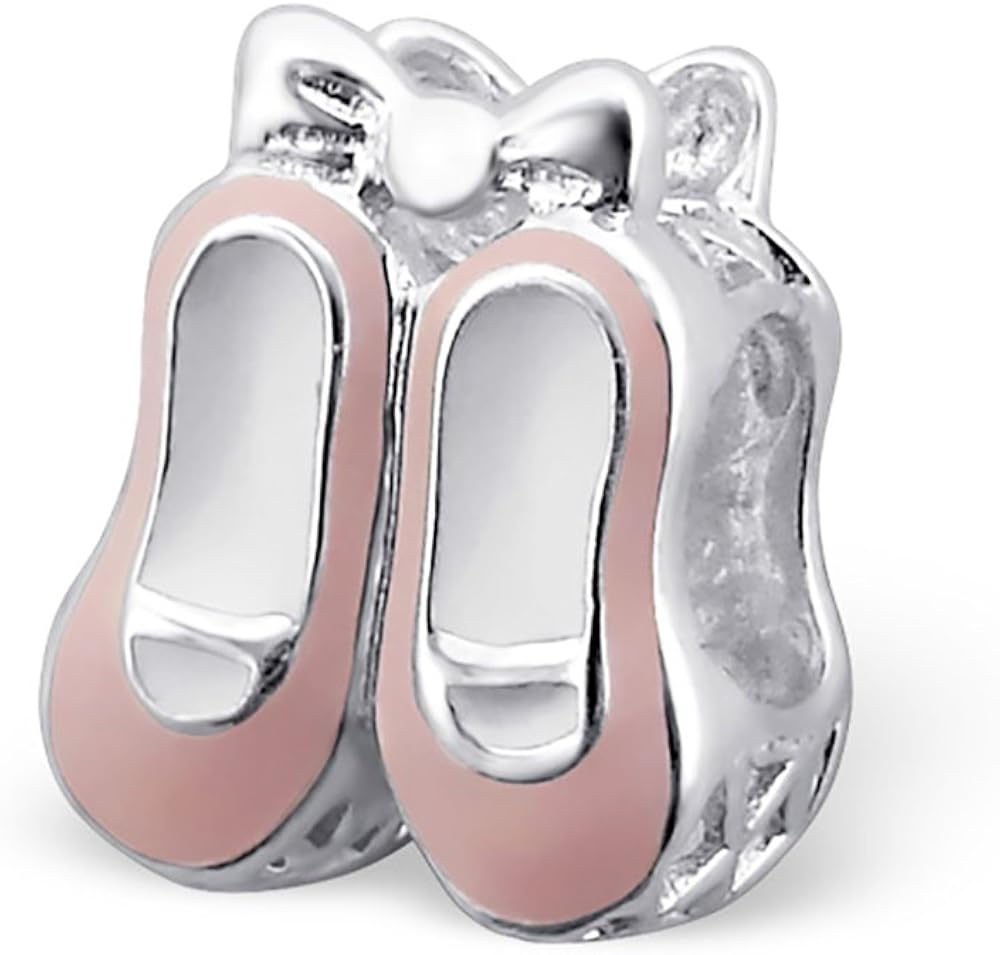 925 Sterling Silver Ballet Slippers Charm Bead Fits Pandora