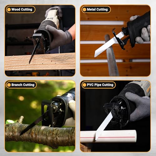 Reciprocating Saw DEKOPRO 710W Electric Wood Saw with 4 Blades, 2800 SPM Variable Speed, 20 mm Stroke, for Wood and Metal Cutting