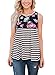 Sidefeel Women Strips Babydoll Floral Print Sleeveless Tank Top With Lace Trim Large Black