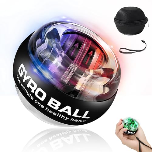 Besokar Gyroball, Handgelenktrainer-Ball, 5-Stufiger Widerstands-/Lichtsteuerung, Gyroskopischer Unterarm-Trainer, Zur Stärkung Von Armen, Fingern, Handgelenk (​Transparentes Gehäuse)