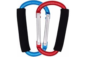 YOTOM Stroller Hooks, 2 Pack 5.4" Aluminum Steel Large Carabiner - Stroller Organizer Hook Clips for Hanging Diaper Bags