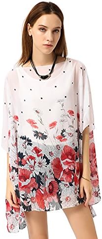 Sufiya Swimsuit Cover up for Women Summer Beachwear Bikini Honeymoon Loose Dress, Chrysanthemum, One Size