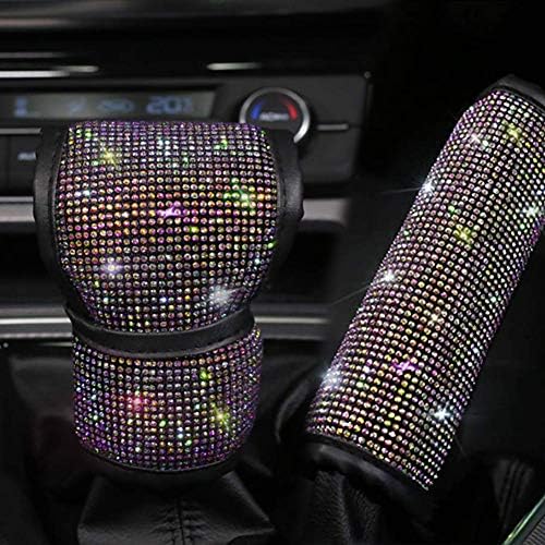 Bling Bling Auto Handbrake Cover & Shift Gear Knob Cushion Luster Crystal Diamond Car Decor Accessories (2pcs/Set): Automotive