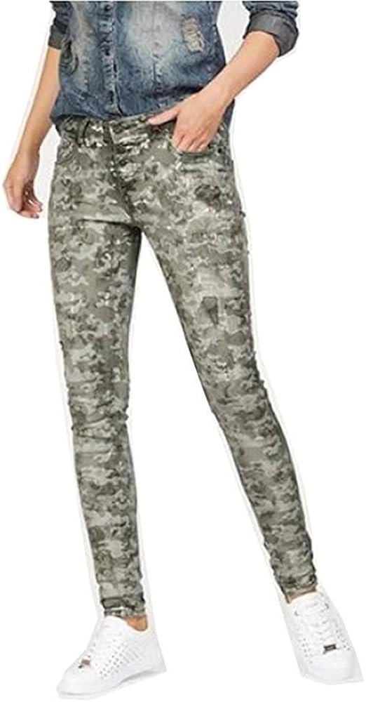 women's blue camo jeans