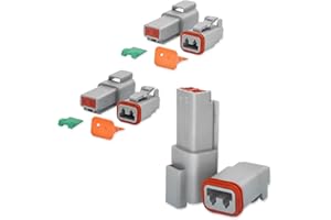 PARANNIC DT04-2P DT06-2S DT 2 Pin Way Gray Connector 2 Set，Size 16 Solid Contacts 14-18AWG Waterproof Electrical Wire Connector with Seal Plug for Truck, Off-Road Vehicles, Marine, Motorcycle Wiring