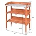 Giantex Garden Potting Bench, Outdoor Wood Workstation Table with Galvanized Steel Tabletop, 5 Hooks, 2-Tier Storage Shelves, Outside Work Station Potting Table with Raised Edge, Easy Assembly