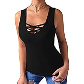 Sarin Mathews Womens Tank Tops Summer Sleeveless Shirts Criss Cross Casual Basic Tee Shirts Tops Blouses