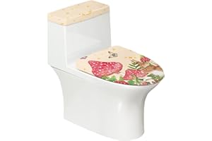 ZUXONGSY Toilet Seat Covers for Bathroom 2pcs Toilet Lid Cover with Elastic Easy to Install Round Toilet Seat Cover Stylish Toilet Protective Cover Gift for Women, Mushroom Rabbit