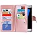 BENTOBEN Galaxy S7 Edge Case, S7 Edge Case, Glitter Shiny Bling Luxury Flip PU Leather Credit Card Holder Cash Pockets Wristlet Protective Wallet Case for Samsung Galaxy S7 Edge, Rose Gold