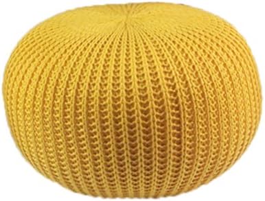 Yxsd Cotton Round Handmade Double Knitted Foot Stool Braided Cushion Pouffe (Color : Yellow)