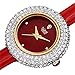 Burgi Women's BUR195 Swarovski Crystal & Diamond Accented Watch - Comfortable Leather Strap in A Gift Box (Rose Gold & Red)