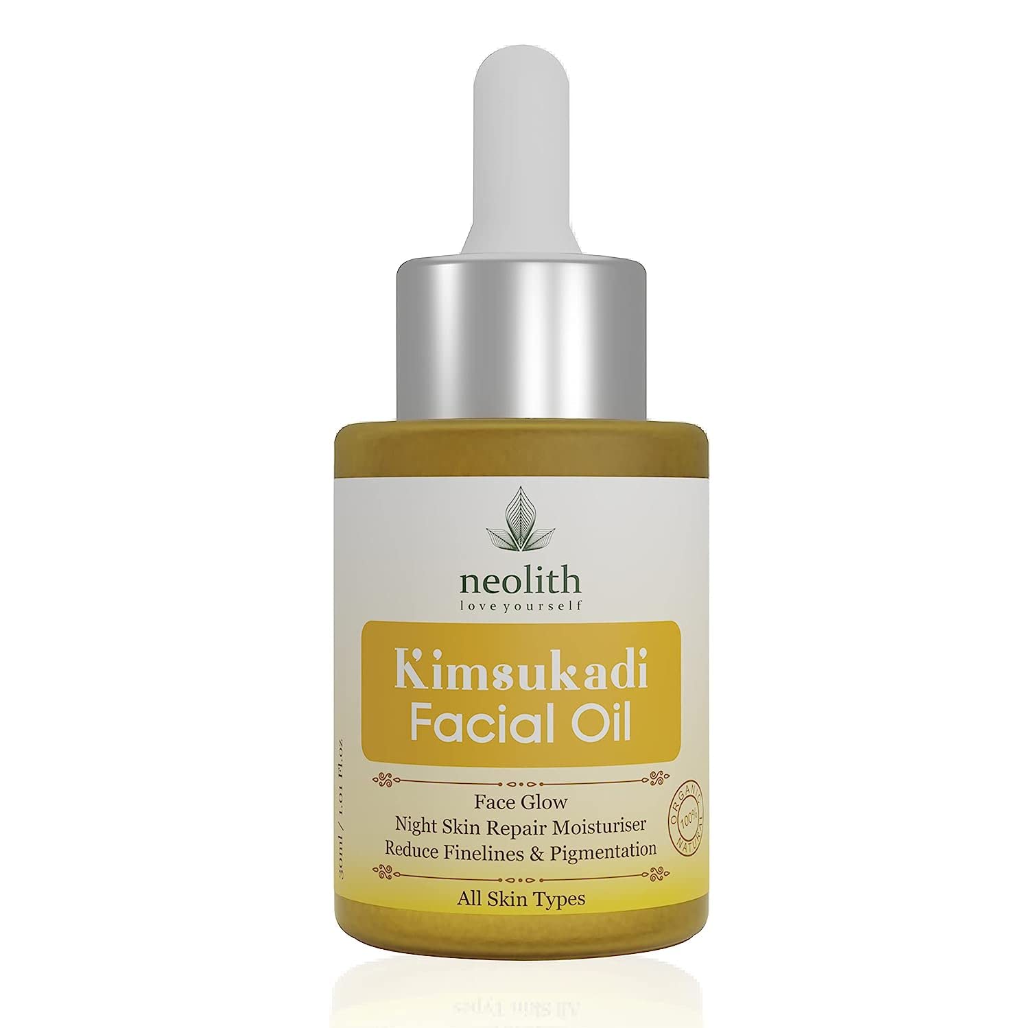 Neolith Kimsukadi Facial Oil- Ayurvedic blend of 16 herbs like Sandalwood, Saffron, Jojoba oil for Radiance, Complexion and Brightening 30ml - 100% Natural Kesaradi oil