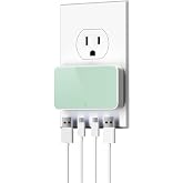 VPSUN USB C Wall Charger, Super Thin Flat USB Wall Plug with 4 Ports, Fast Charging USB Plug Adapter with PD20W for Home and Travel (Green)