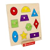 Hape Geometric Shapes Wooden Toddler Knob Puzzle