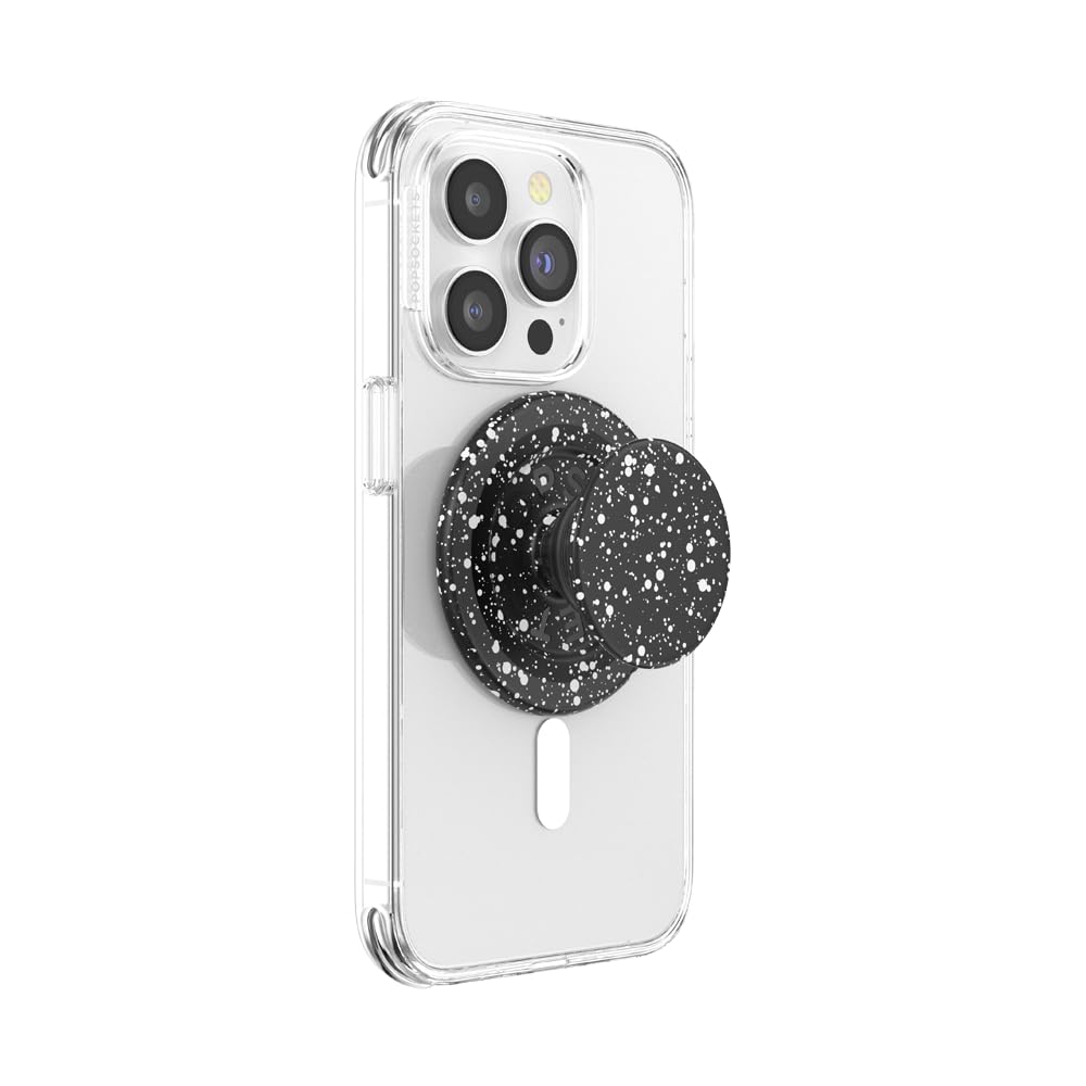 PopSockets Phone Grip for MagSafe with Kickstand, Magnetic Stand, Swappable Top, Secure Hold for iPhone MagSafe Cases, Phone & Tablet Grip - Black Speckle — image 1
